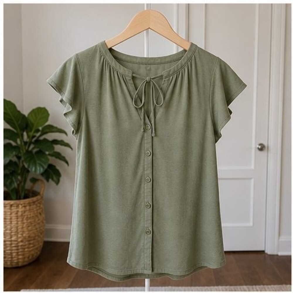 Olive V Neck Top